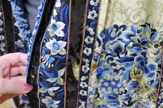 A Chinese pleated silk cape, converted from a skirt
